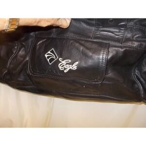 Eagle Black Leather Duffel Bag Vintage Patchwork Travel Gym Weekender Carry On